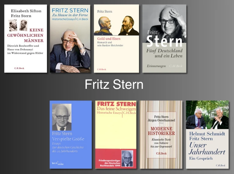 Leseliste "Fritz Stern": Es sind acht verschiedene Buchcover zu sehen.