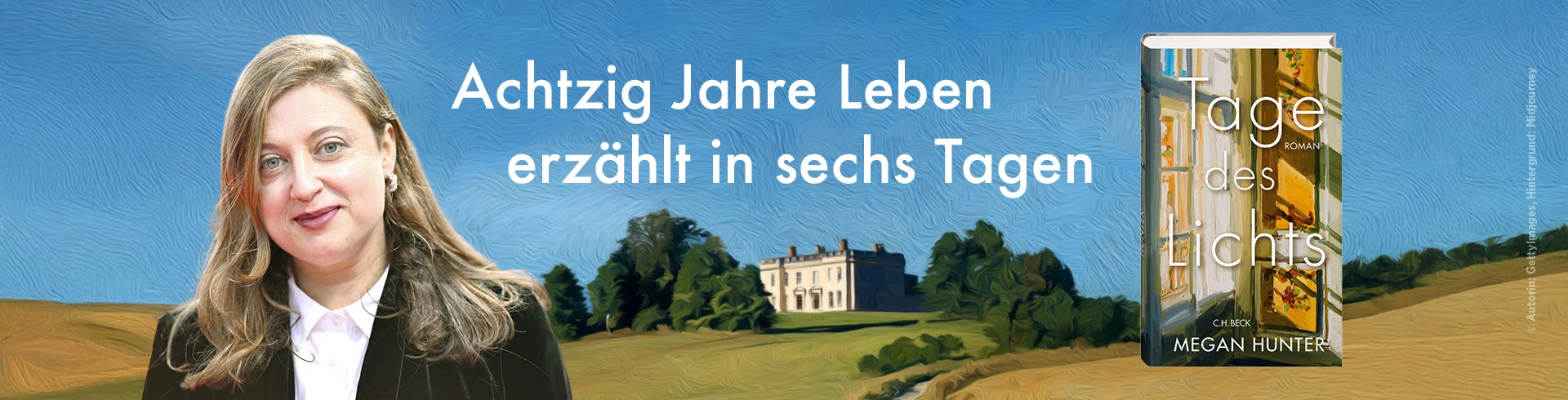 Werbung für das Buch "Tage des Lichts" von Megan Hunter